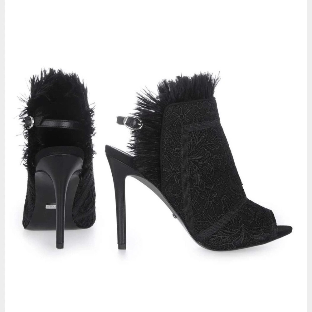 Like New Topshop Russia Black Lace Peep-Toe Stiletto Sz 9